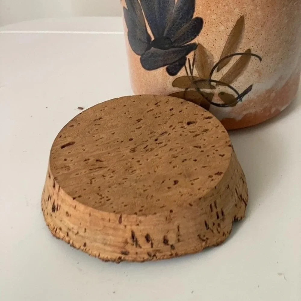 Vintage French Herbes de Provence Ceramic Canister Cork Lid Made in France